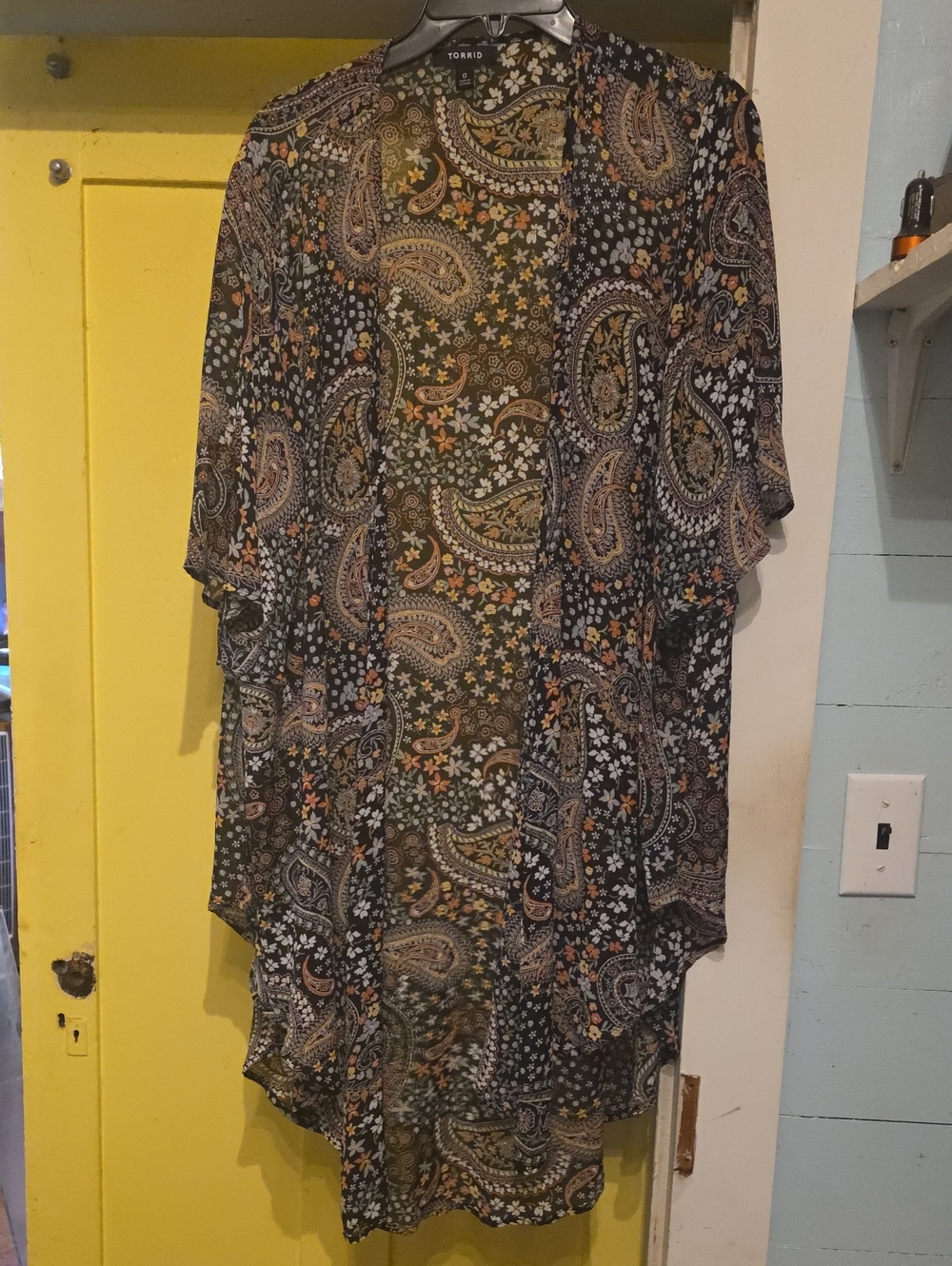 Torrid Paisley Kimono Cardigan - Mint, Black, Pink Size 0